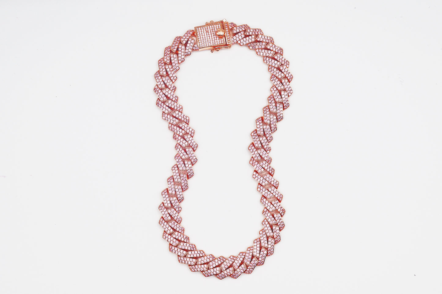 Rose Gold/Pink Miami Cuban Link Chain Necklace