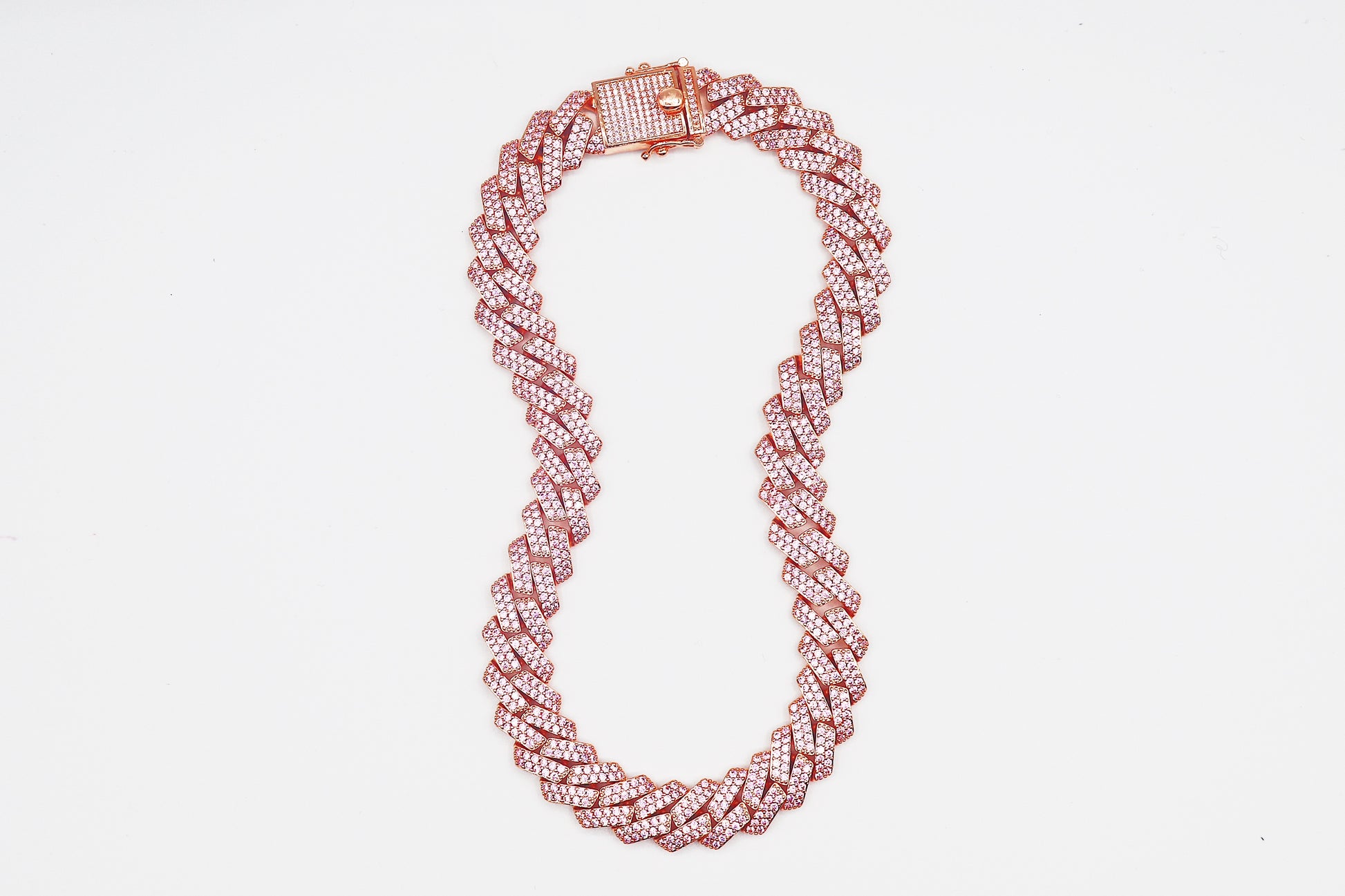 Rose Gold/Pink Miami Cuban Link Chain Necklace