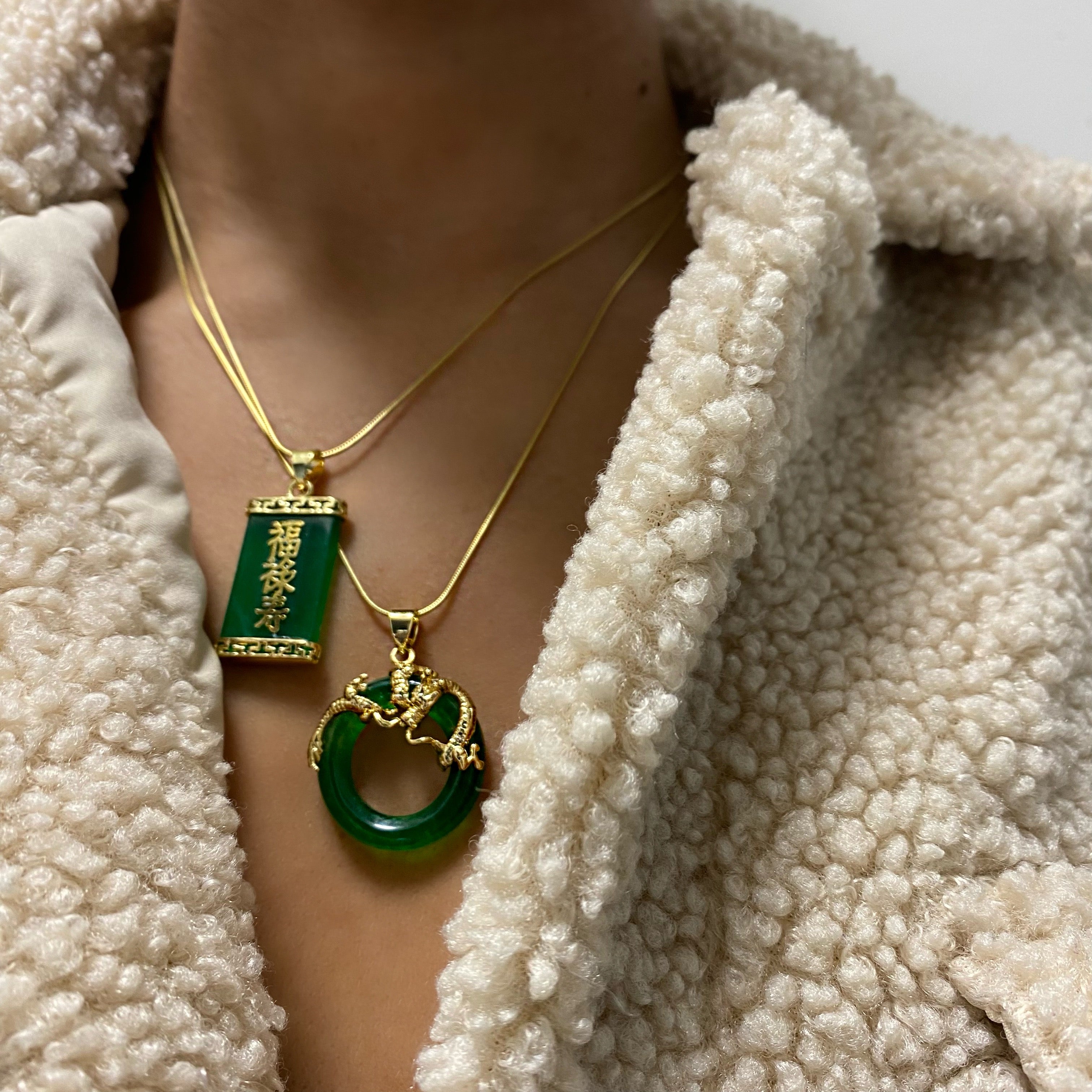 Womens rectangular Green Jade pendant- mounted in Tibetan Silver Dragon and  Phoenix. -Lucky symbol-Jade gemstone-jewelry AA73 .JADE 2